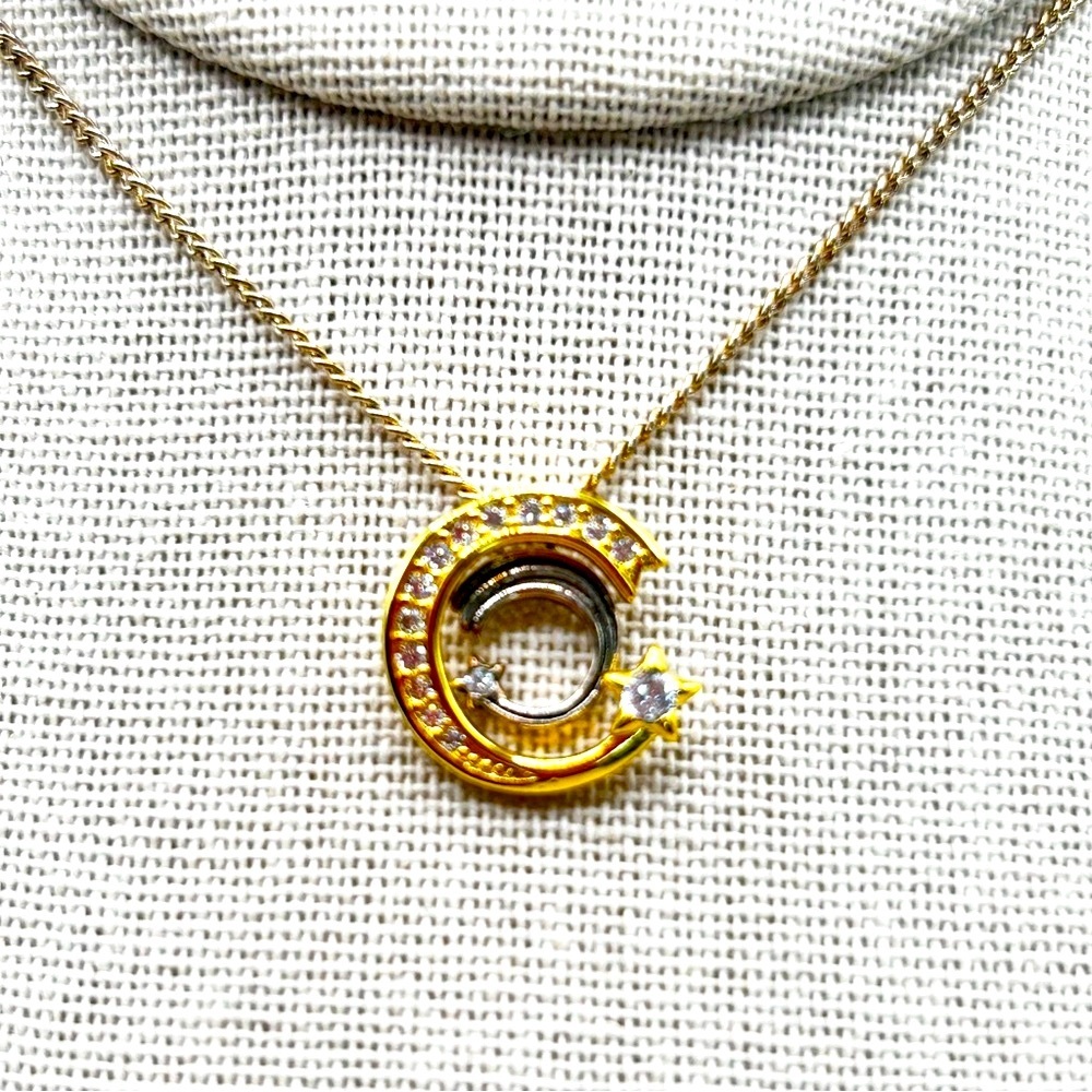 NWOT Sterling silver shooting star necklace 18” 18k yellow gold plating
